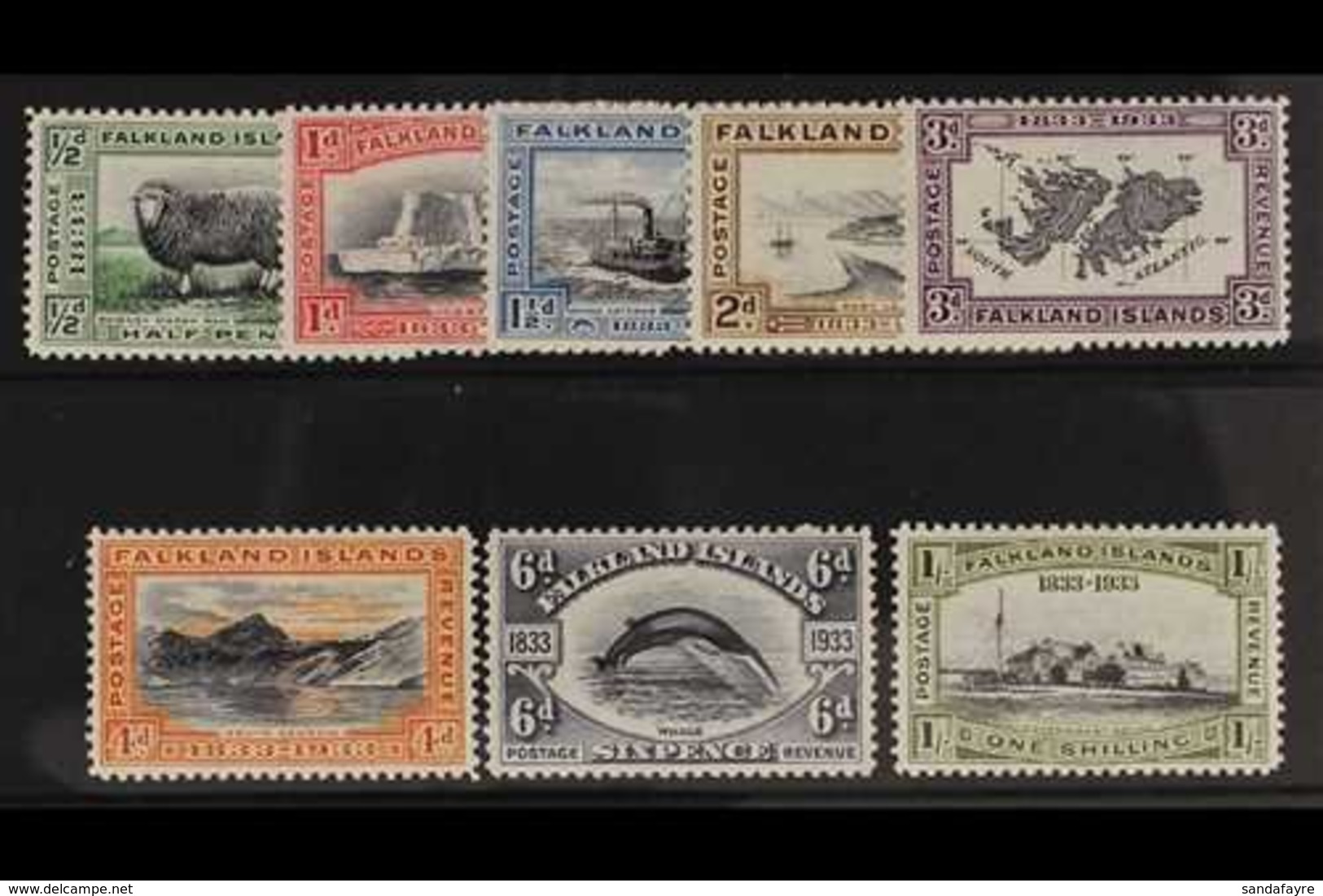 1933 Centenary Set Complete To 1s, SG 127/134, Very Fine And Fresh Mint. (8 Stamps) For More Images, Please Visit Http:/ - Falklandeilanden