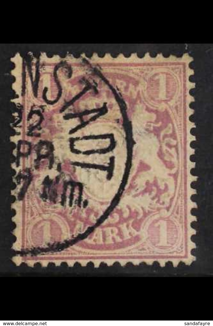 BAVARIA 1876-79 1m Pale Mauve With "M" AND "A" Of "MARKE" JOINED Variety, Michel 43 I, Good Cds Used, Expertized Sorani. - Otros & Sin Clasificación