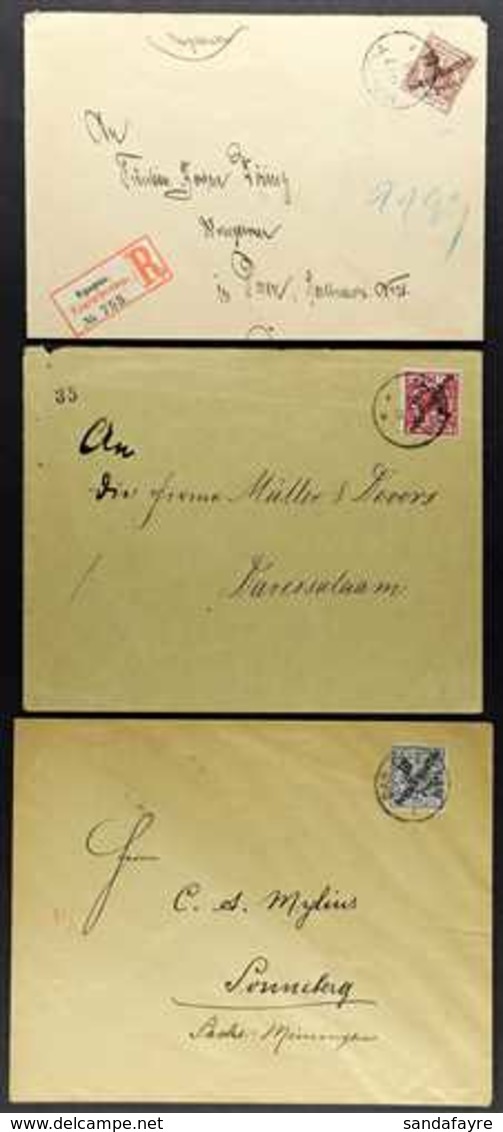 GERMAN EAST AFRICA 1896/9 Surcharged In Pesa, 5p On 10pf, 10p On 20pf And 25p On 50pf Used On Cover The Latter On Regist - Otros & Sin Clasificación