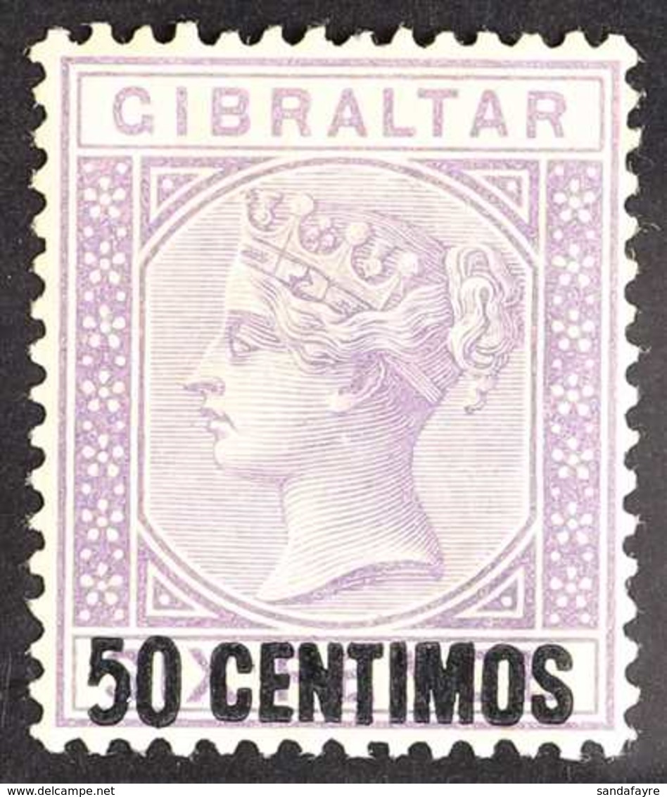 1889 50c On 6d Lilac With Short Foot To "5" Variety, SG 20a, Fine Mint. For More Images, Please Visit Http://www.sandafa - Gibraltar