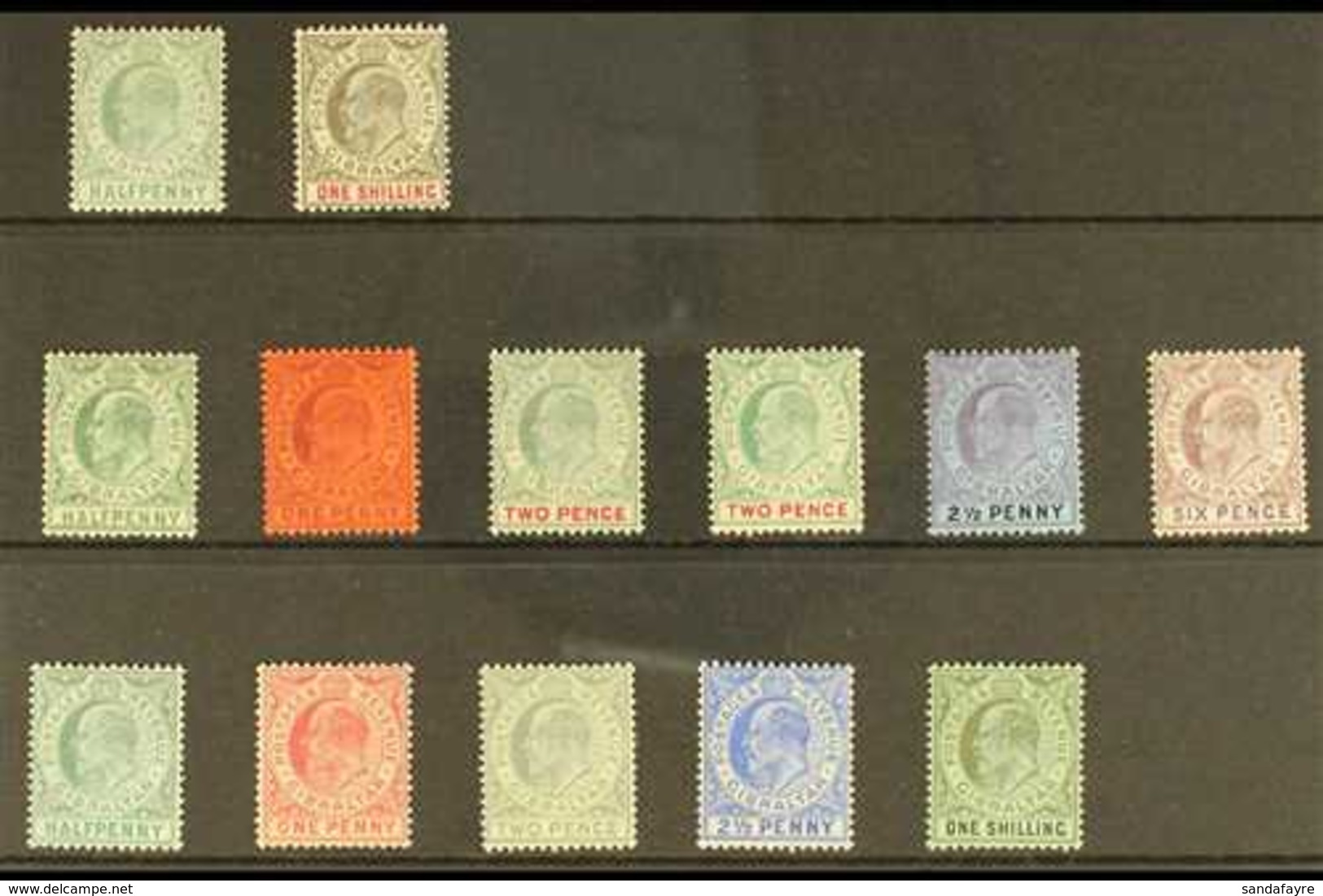 1903-11 MINT KEVII SELECTION Presented On A Stock Card That Includes 1903 CA Wmk 1s, 1904-08 MCA Wmk Range To 6d Inc Pap - Gibraltar