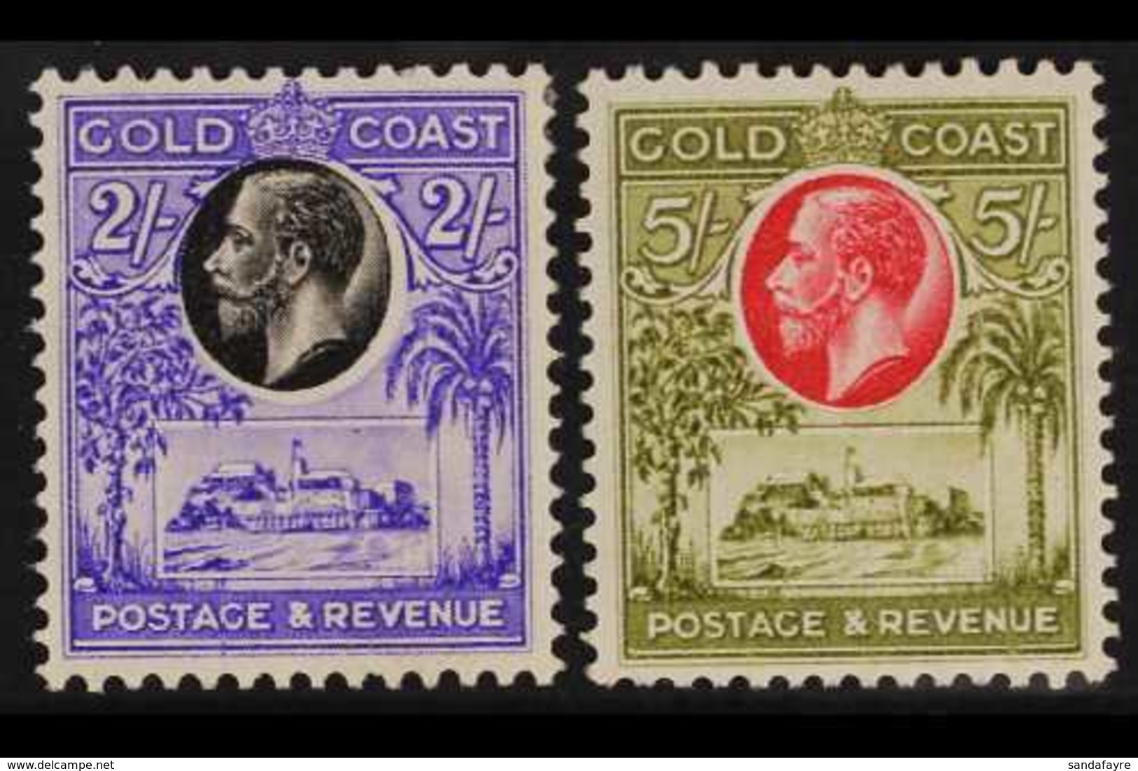 1928 2s And 5s Castles, SG 111/112, Fine Mint. (2 Stamps) For More Images, Please Visit Http://www.sandafayre.com/itemde - Costa De Oro (...-1957)