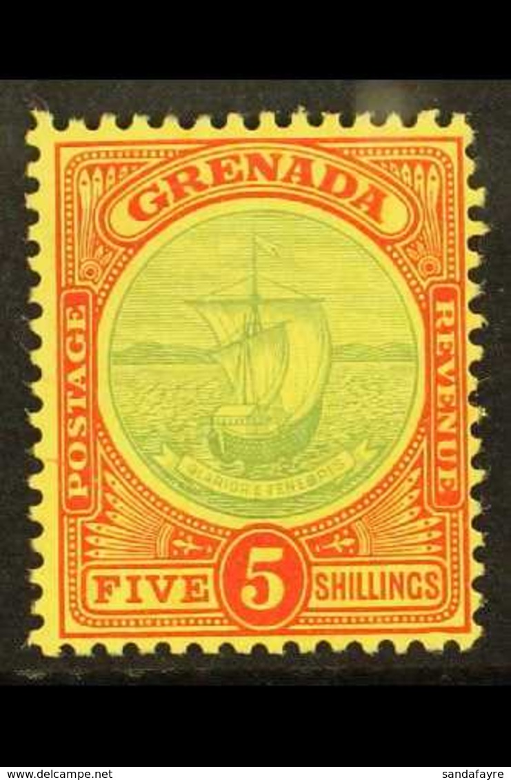 1908-11 5s Green And Red On Yellow Badge, SG 88, Fine Mint.  For More Images, Please Visit Http://www.sandafayre.com/ite - Grenade (...-1974)