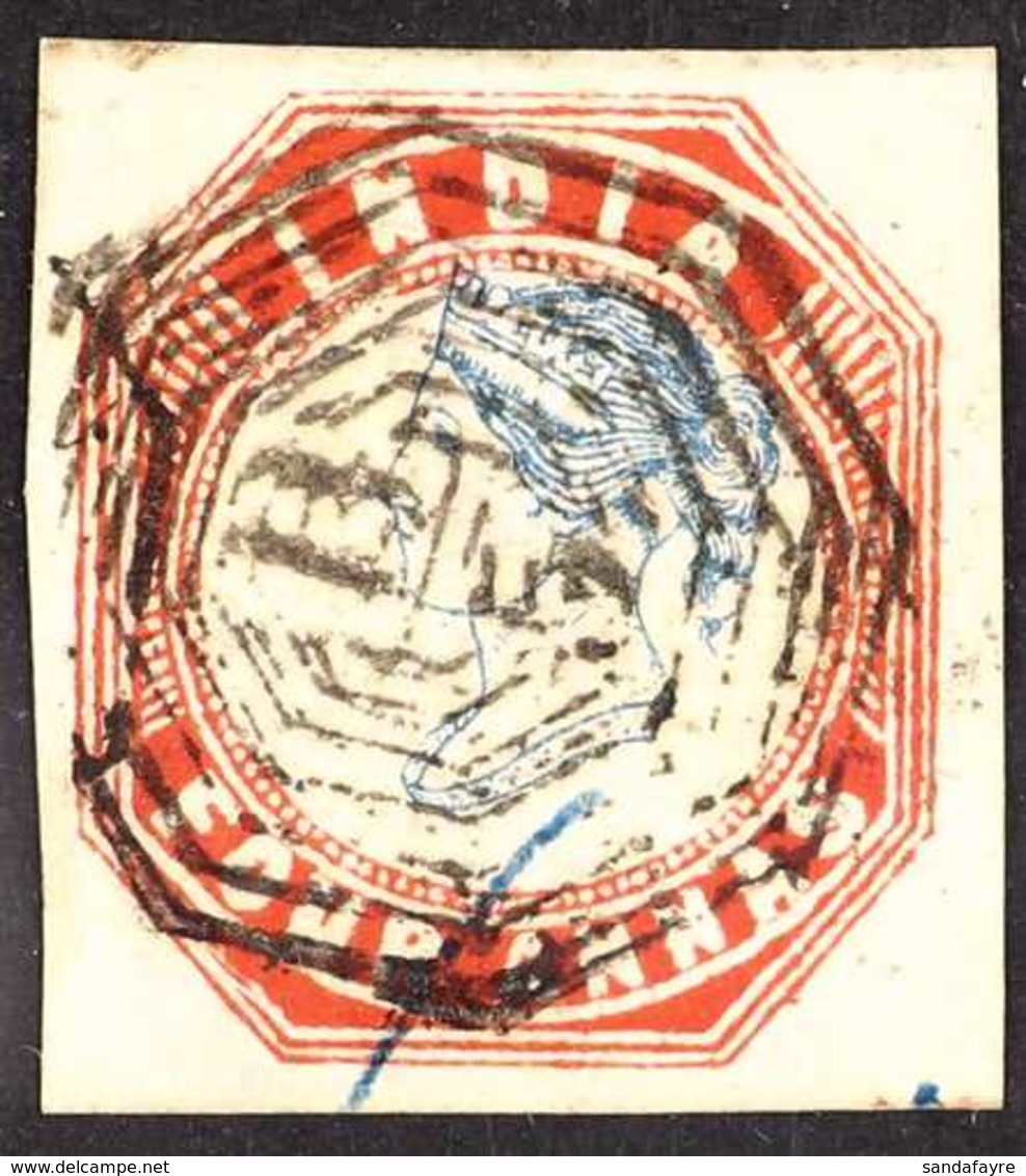 1854 4a Blue And Red, Head Die III, Frame Die II, SG 23, Very Fine Used. Cut Square With Neat Cancel, Small Blue Crayon  - Otros & Sin Clasificación