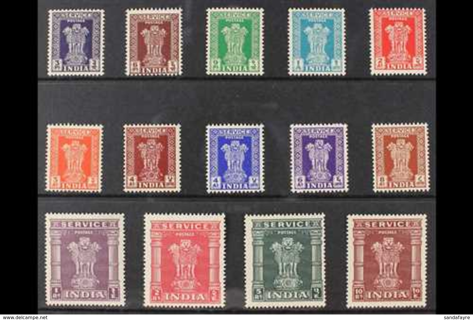 OFFICIALS 1950-51 Asokan Capital Complete Set, SG O151/64, Never Hinged Mint, Very Fresh. (14 Stamps) For More Images, P - Autres & Non Classés