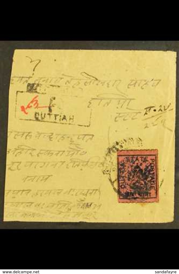 DUTTIA 1899 - 1906 4a Black On Deep Rose, SG 20 Tied To Large Part Native Registered Cover By Hooded Duttia State Cds Wi - Andere & Zonder Classificatie