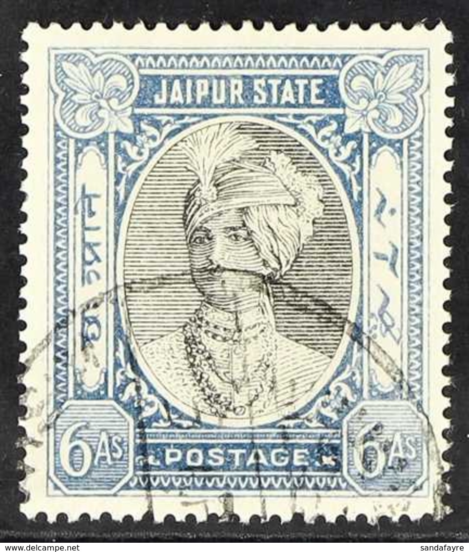 JAIPUR 1932-46 6a pale Blue "Maharaja" Inscribed Postage, SG 65a, Fine Used. For More Images, Please Visit Http://www.sa - Otros & Sin Clasificación