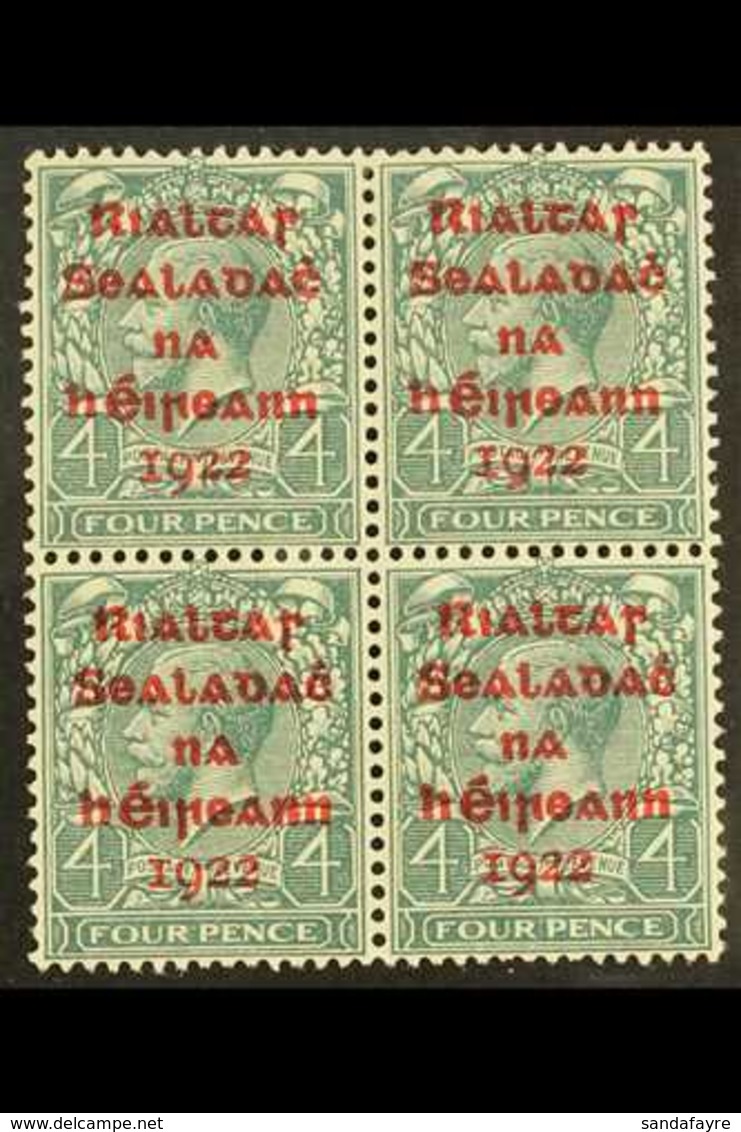 1922 4d Grey-green With Carmine Overprint, SG 6c, A Very Fine Mint Block Of Four. For More Images, Please Visit Http://w - Andere & Zonder Classificatie