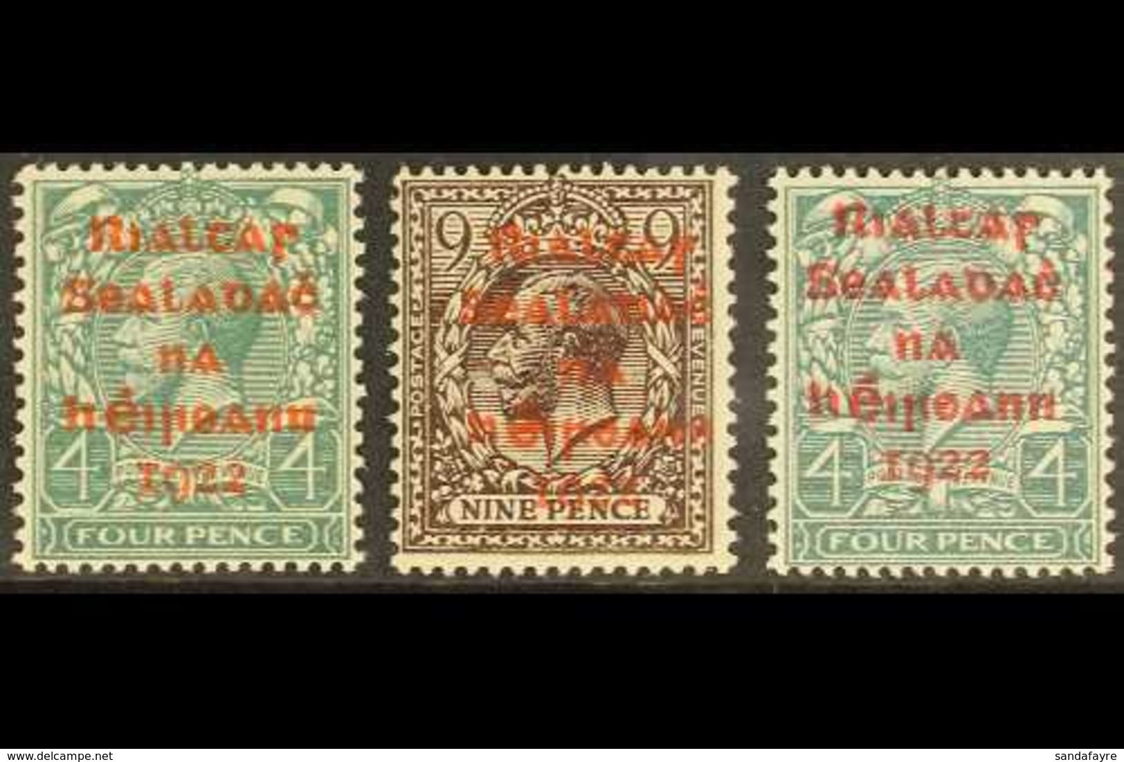 1922 Dollard Red Overprint 4d And 9d, Carmine Overprint 4d, SG 6b/c And 8b, Fine Never Hinged Mint. (3 Stamps) For More  - Andere & Zonder Classificatie