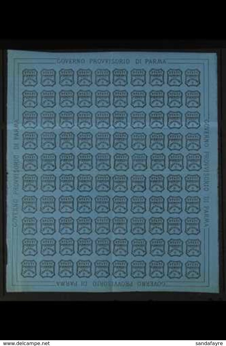 PARMA 1853-57 NEWSPAPER FORGERIES - COMPLETE SHEET Of 100 Of The 9c Blue (as Sass 2) On Gummed Paper. An Attractive Disp - Sin Clasificación