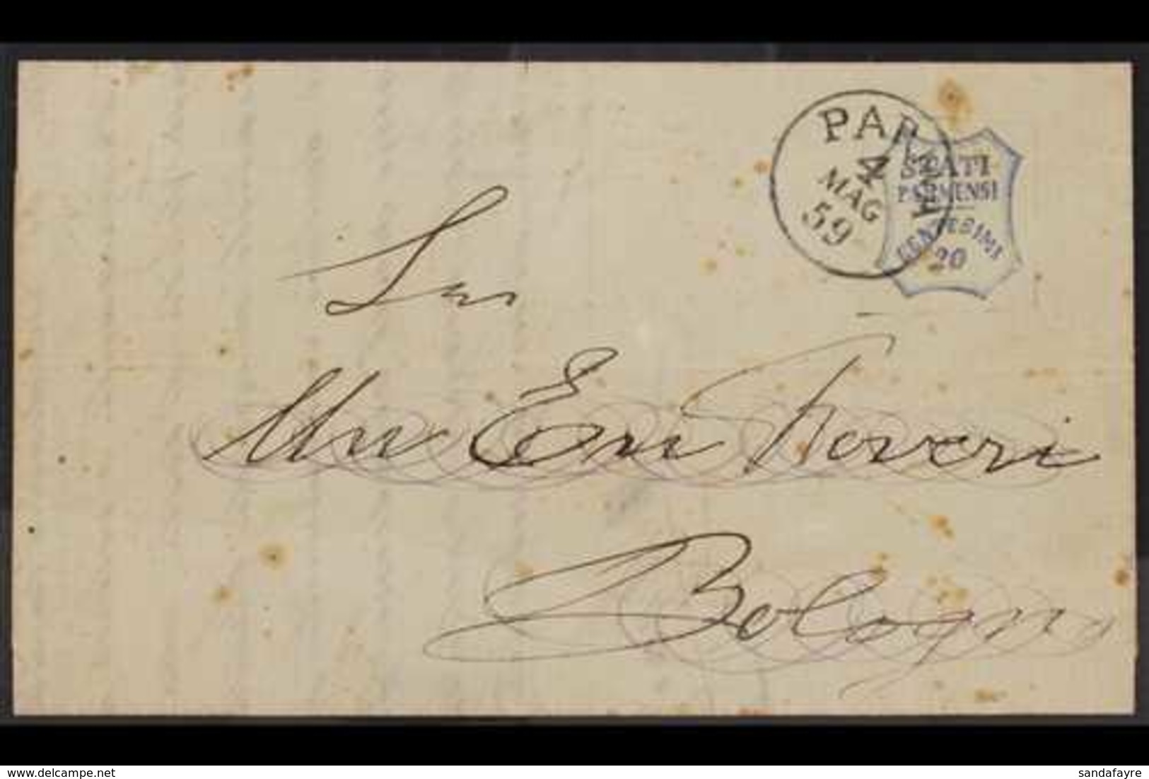 PARMA FORGERIES. 1859 20c Blue (as Sassone 15) Used On Cover. An Interesting Item For More Images, Please Visit Http://w - Sin Clasificación
