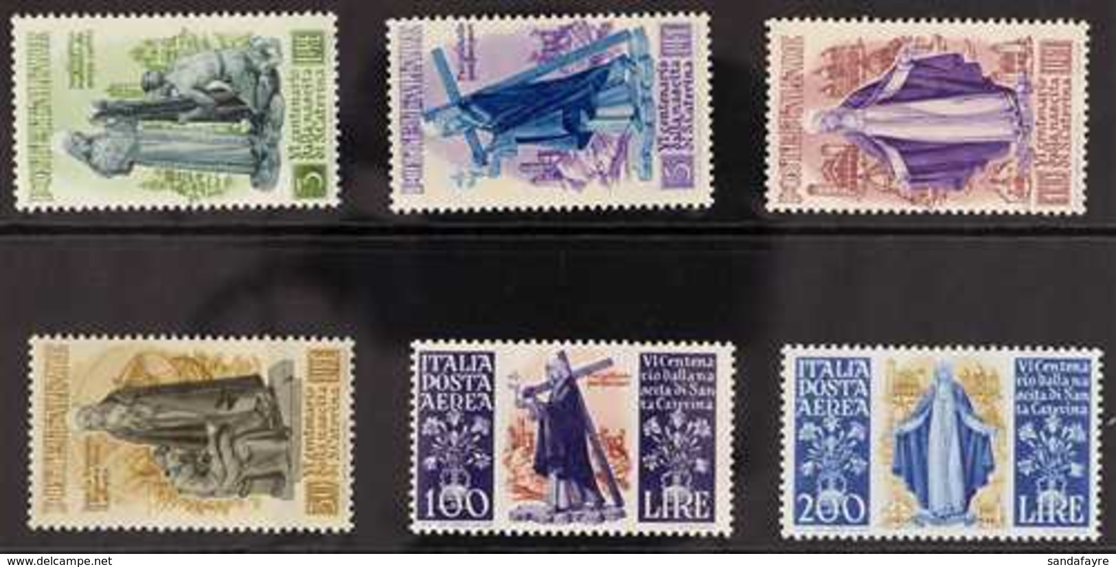 1948 St Catherine Of Siena (postage And Air) Complete Set (Sass. S. 133, SG 698/703), Never Hinged Mint. (6 Stamps) For  - Non Classés