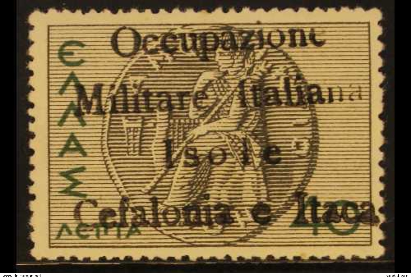 CEFALONIA AND ITHACA (ISSUE FOR ITHACA) 1941 40L Black And Green Overprint (with Large "O" In Occupazione) On 1937-38 My - Otros & Sin Clasificación