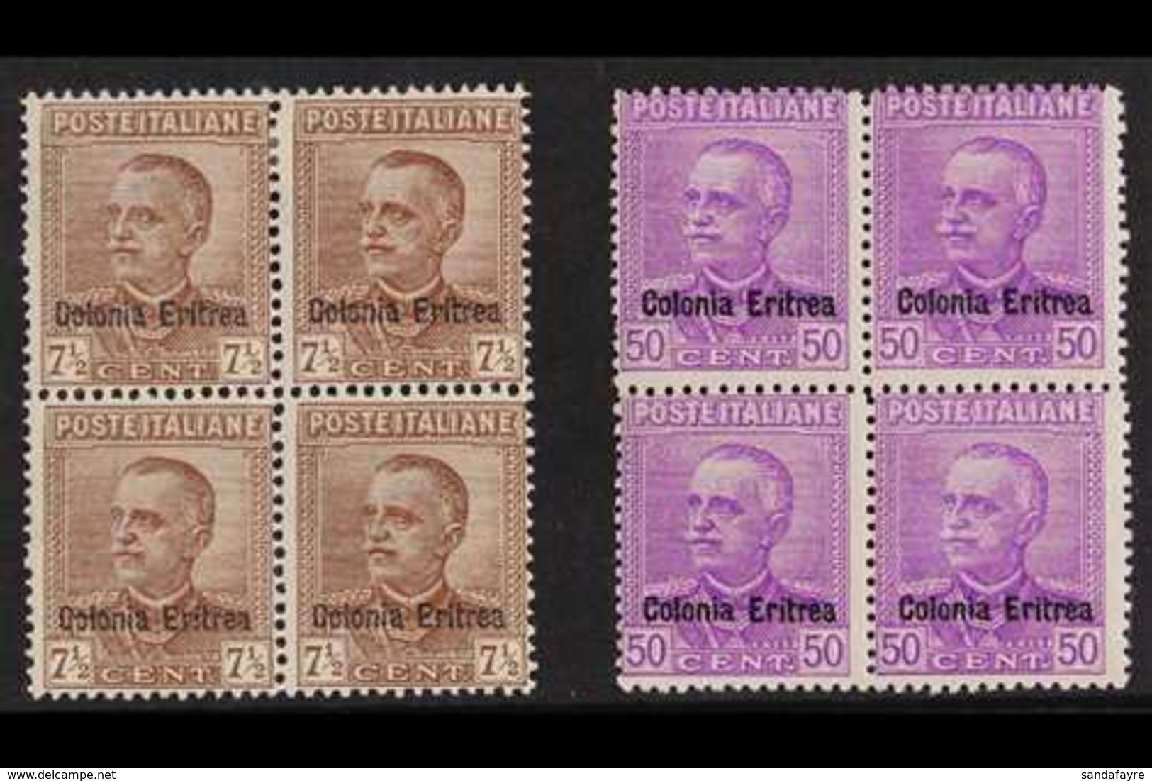 ERITREA 1928-29 7½c Brown And 50c Bright Mauve King With "Colonia Eritrea" Overprints (Sassone 142/43, SG 123 & 125), Fi - Andere & Zonder Classificatie