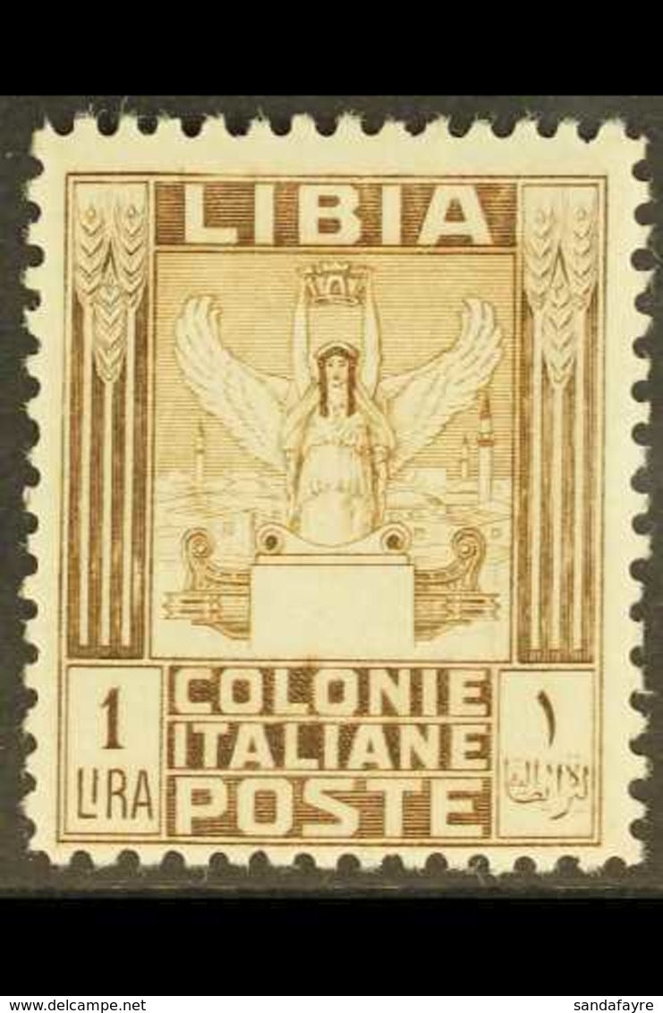 LIBYA 1926-30 1L Brown No Watermark Perf 11 (Sassone 65, SG 58a), Fine Mint, Very Fresh. For More Images, Please Visit H - Andere & Zonder Classificatie