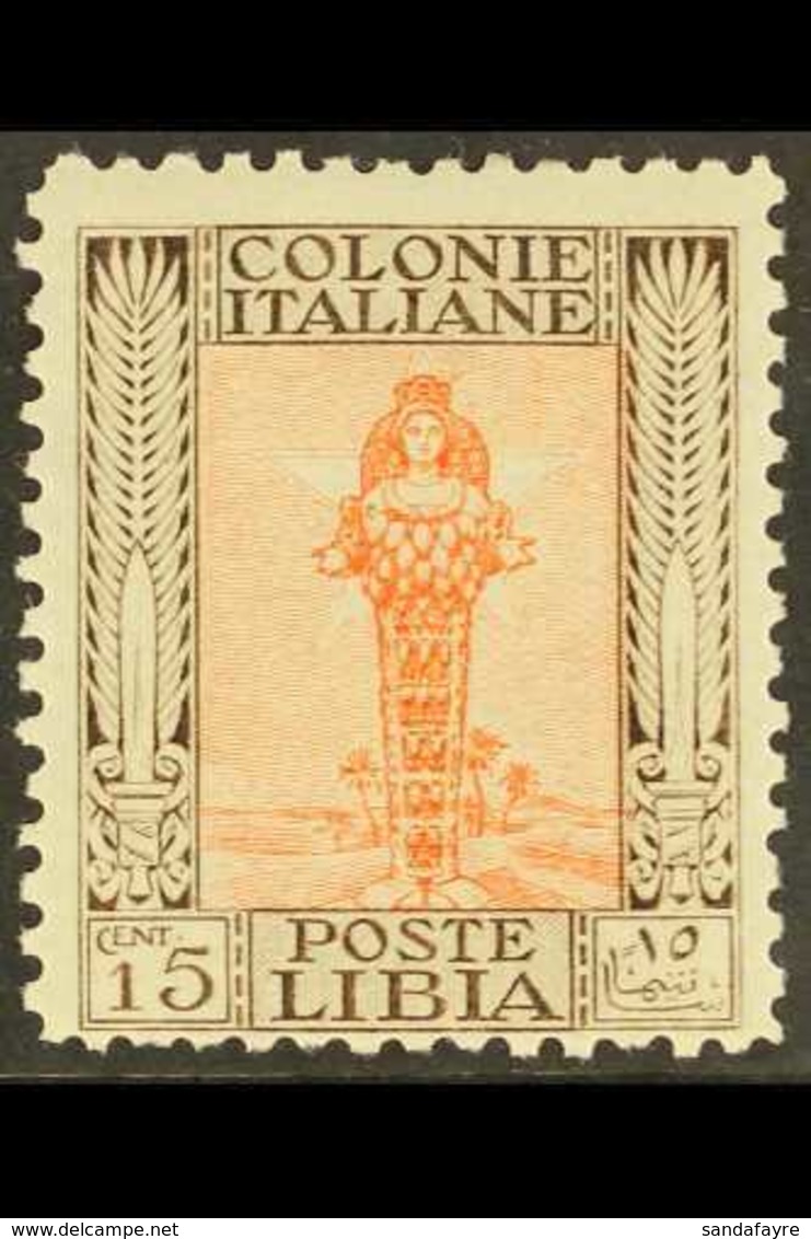 LIBYA 1926-30 15c Orange & Sepia No Watermark Perf 11 (Sassone 62, SG 52a), Mint, A Few Shortish Perfs At Bottom, Very F - Andere & Zonder Classificatie