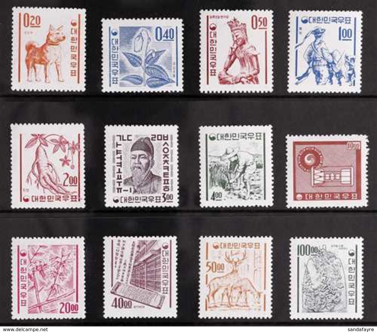 1963-64 Complete Definitive Set On Watermarked Granite Paper, Scott 385/396, Never Hinged Mint. (12 Stamps) For More Ima - Corea Del Sur