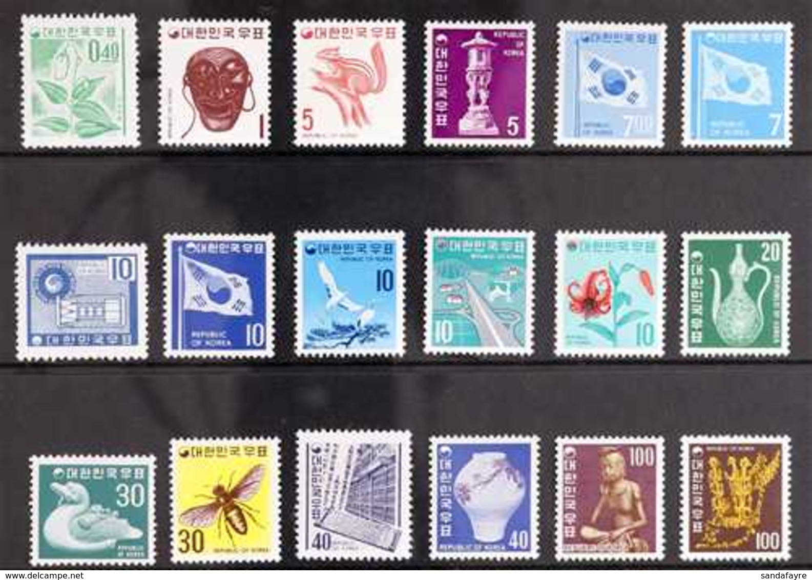 1969-74 Complete Definitive Set, Scott 635/653, Never Hinged Mint. (18 Stamps) For More Images, Please Visit Http://www. - Korea (Süd-)