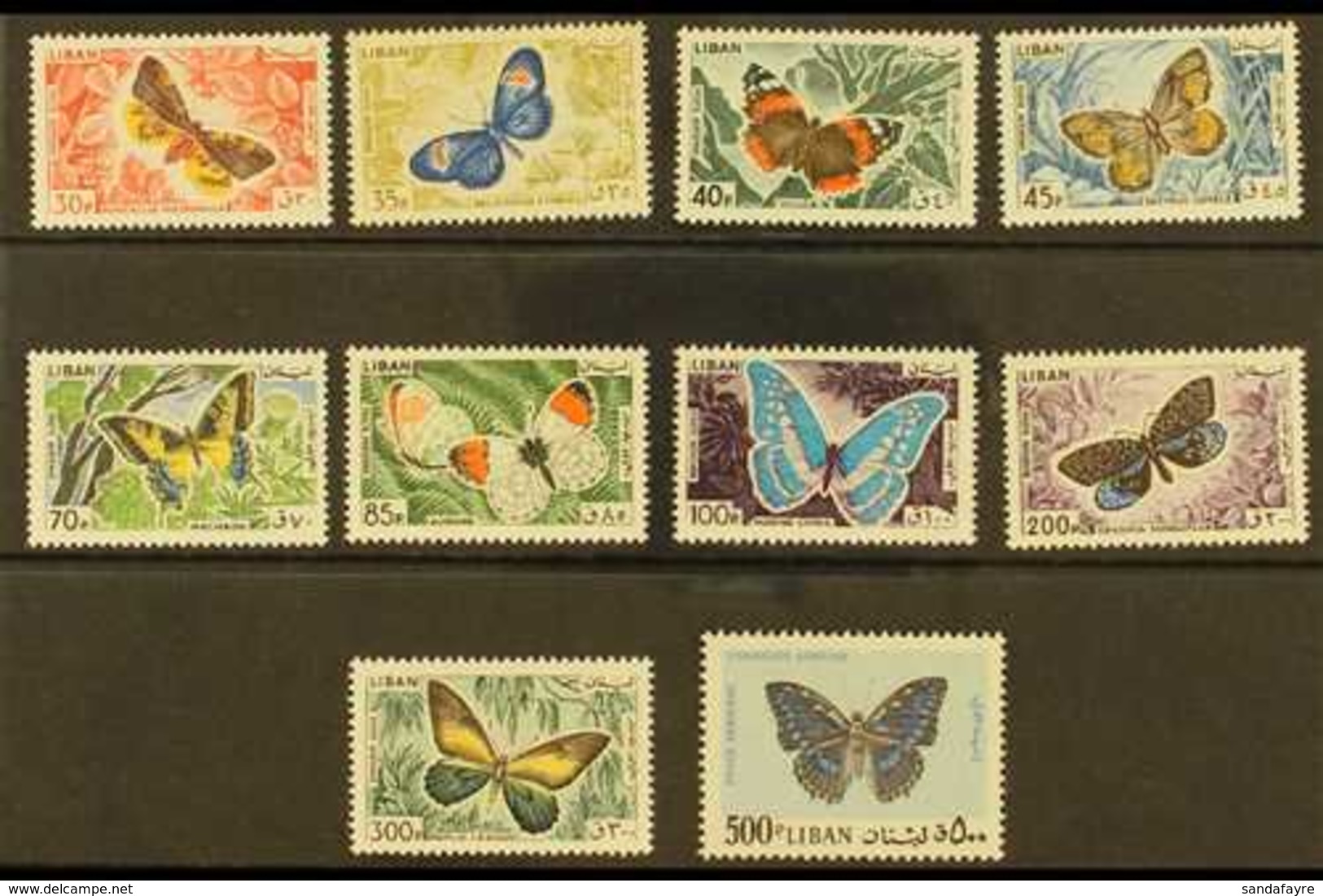 1965 Air Butterflies Complete Set, SG 873/82, Never Hinged Mint. (10 Stamps) For More Images, Please Visit Http://www.sa - Libanon