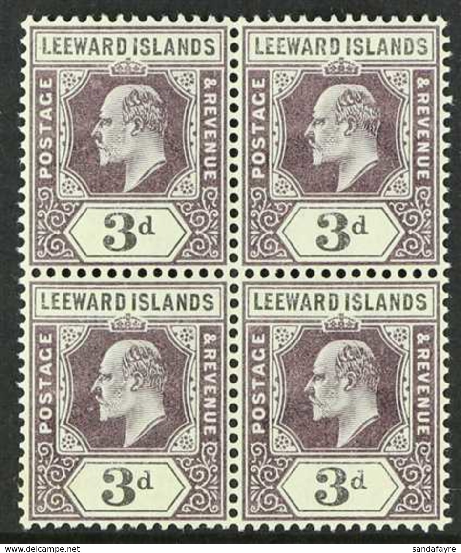 1902 3d Dull Purple And Black, SG 24, Superb Never Hinged Mint Block Of Four. For More Images, Please Visit Http://www.s - Leeward  Islands