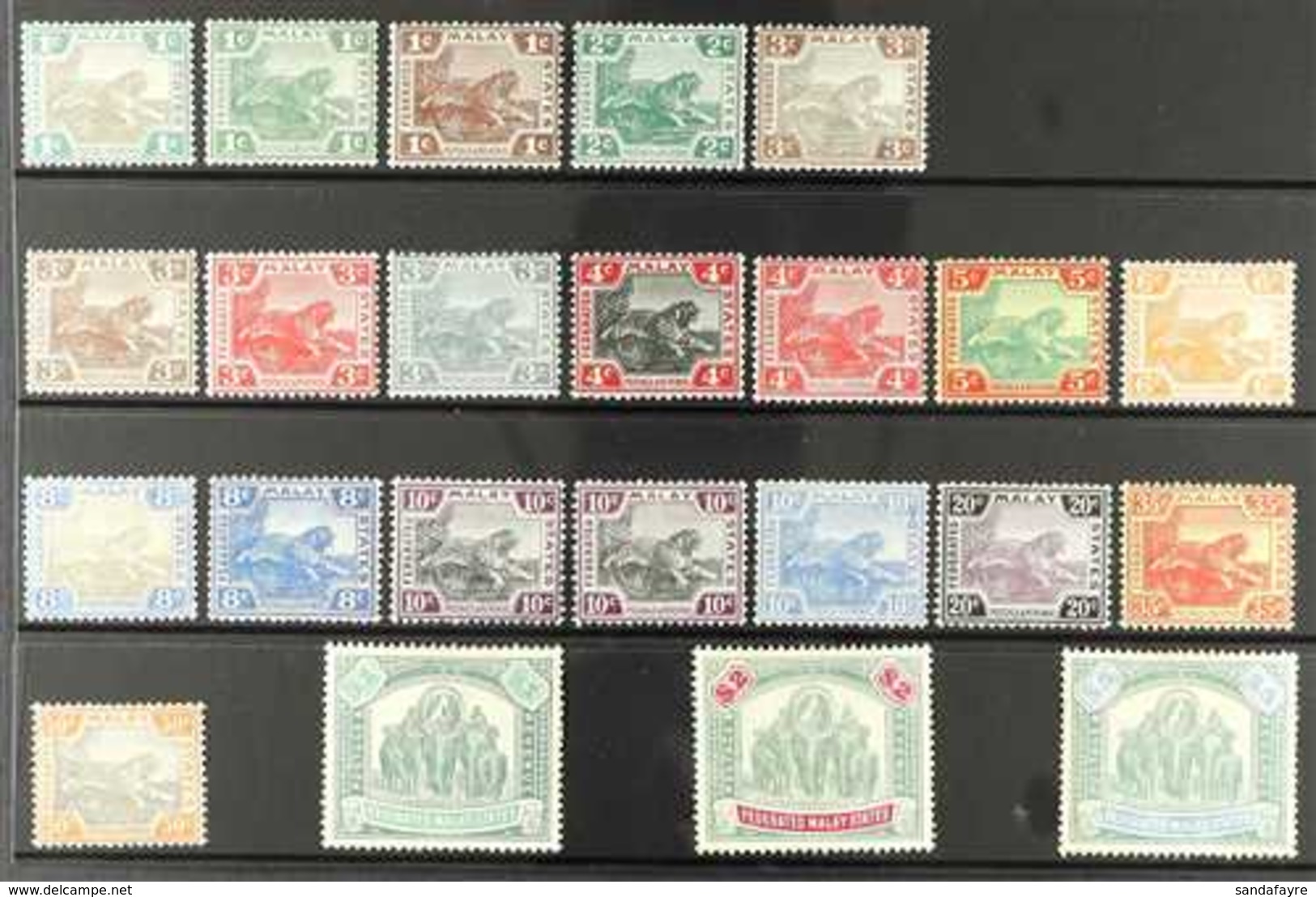 FEDERATED MALAY STATES 1904 - 1922 MCA WMK MINT ONLY Collection On A Stock Card With A Set Of All Values To $5 Complete, - Andere & Zonder Classificatie