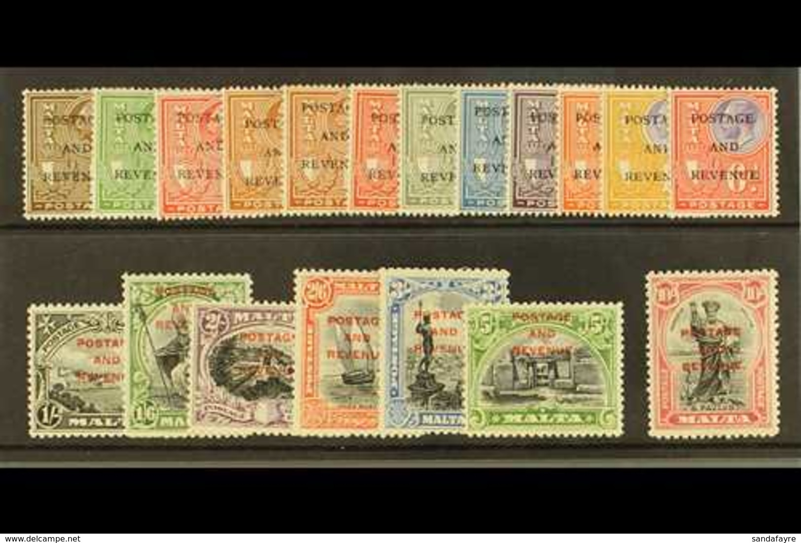 1928 St Paul, Postage And Revenue Ovpt Set Complete, SG 174/92, Very Fine And Fresh Mint. (19 Stamps) For More Images, P - Malte (...-1964)