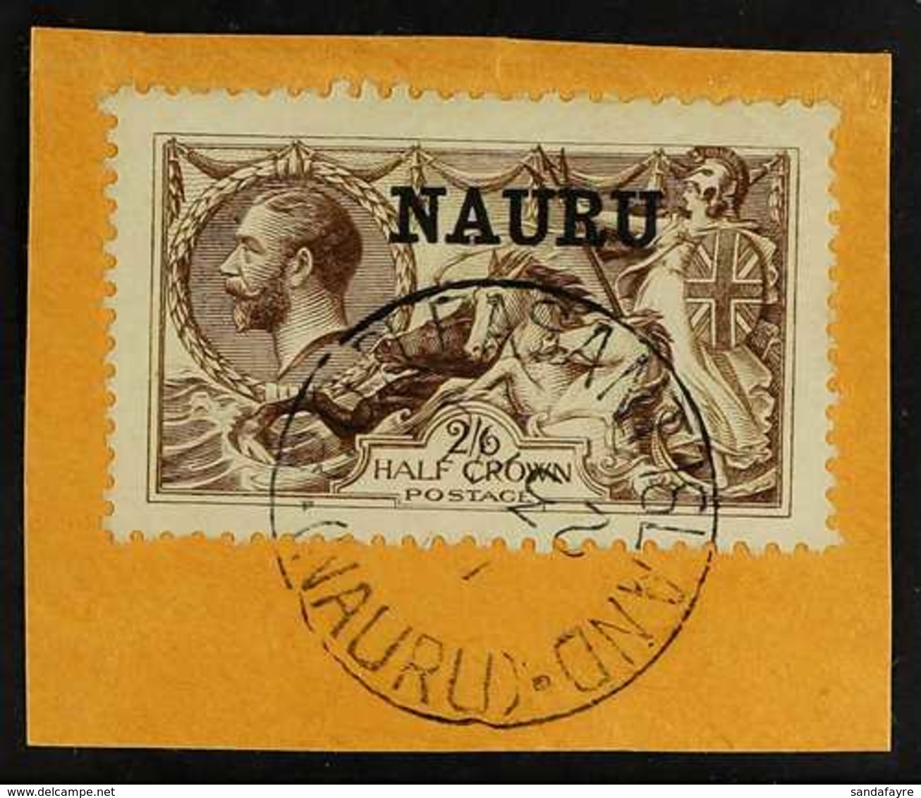1916 - 23 2s 6d Yellow Brown, DLR Seahorse, SG 20, Superb Used On Piece With Central Pleasant Island Cds. For More Image - Nauru