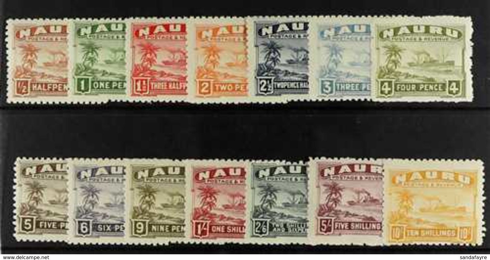 1924-48 Freighter Set Complete On Rough, Greyish Paper, SG 26A/39A, Very Fine Mint. (14 Stamps) For More Images, Please  - Nauru