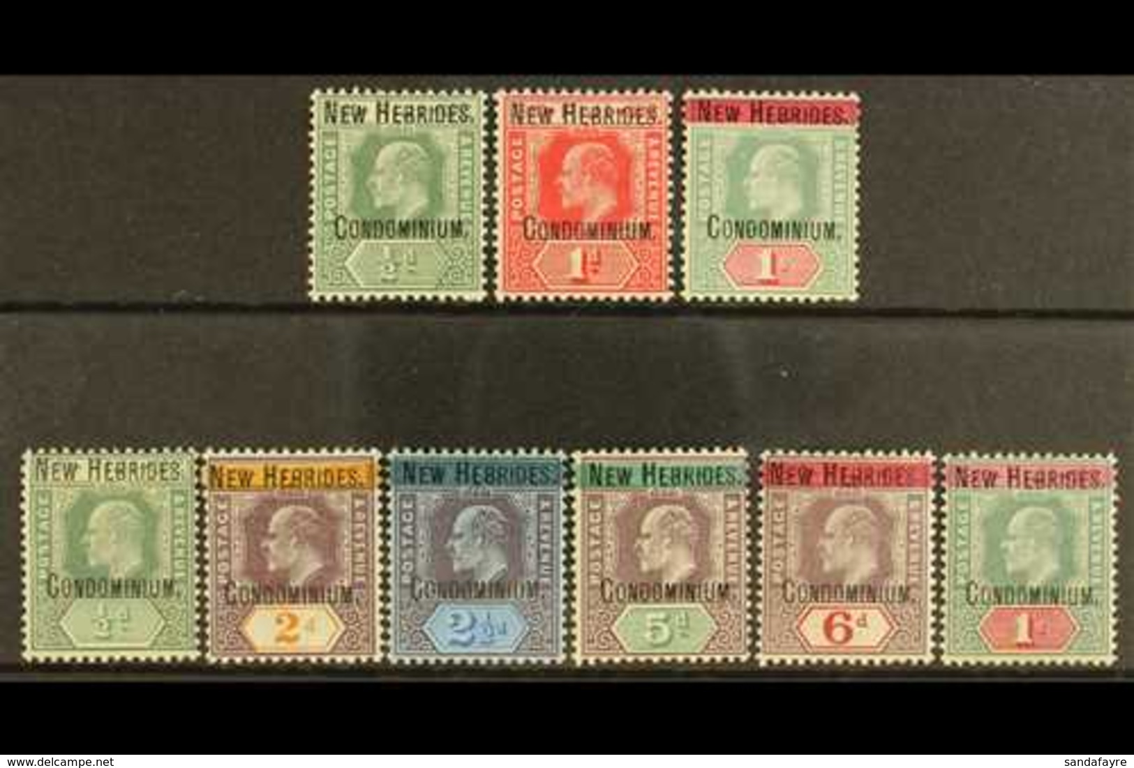 1908 Fiji Opt'd KEVII Set, SG 1a/9, Fine Mint (9 Stamps) For More Images, Please Visit Http://www.sandafayre.com/itemdet - Andere & Zonder Classificatie