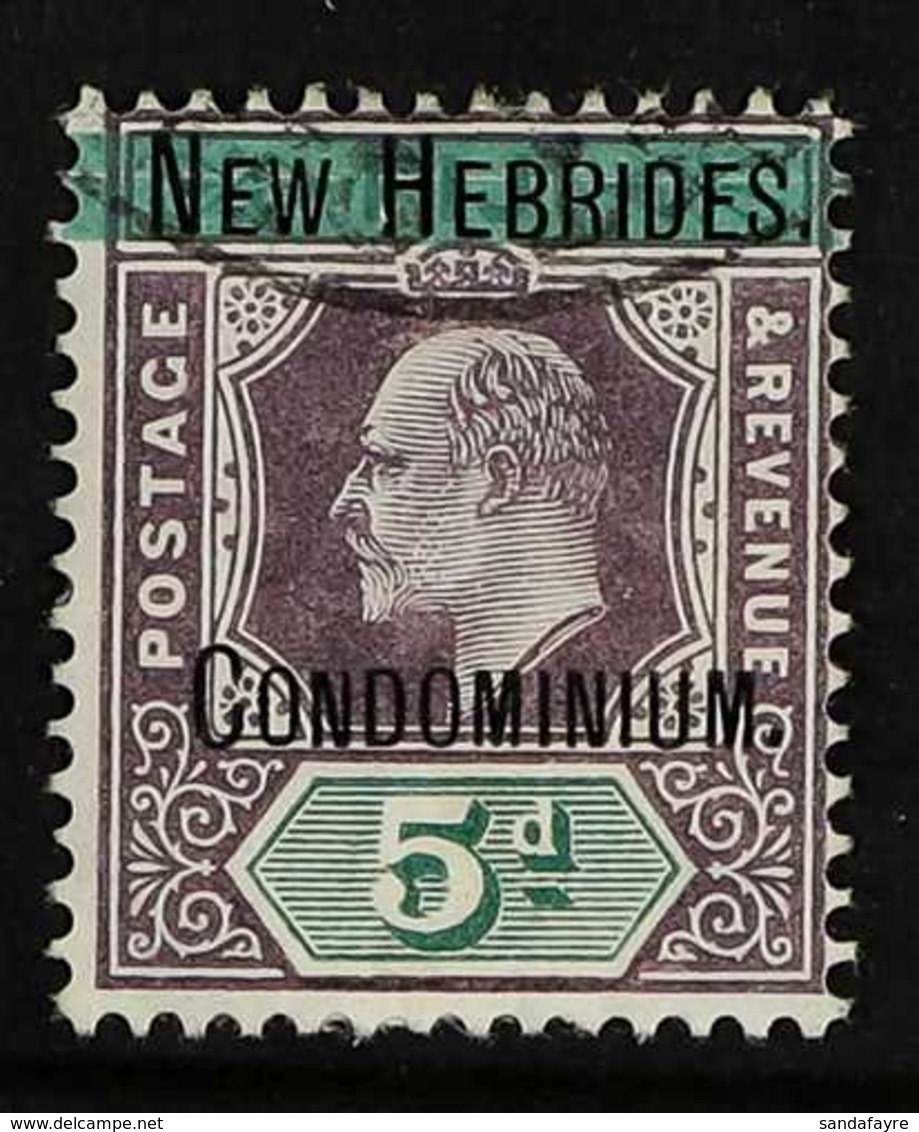 ENGLISH 1908 5d Dull Purple & Green Overprint With DAMAGED FRAME AND CROWN (SPAVEN FLAW) Variety, SG 7a, Fine Used, Fres - Andere & Zonder Classificatie