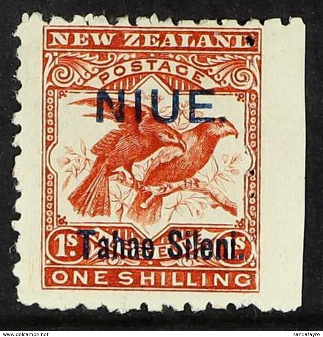 1903 1s Brown-red Bird, "Tahae" Joined, SG 15, Fine Mint With Right Sheet Margin. For More Images, Please Visit Http://w - Niue