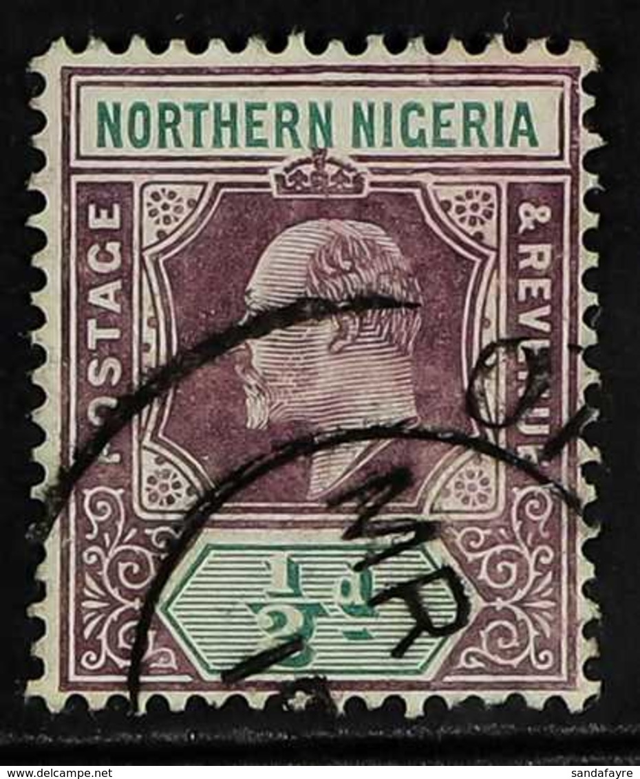 1905-07 ½d Dull Purple & Green Chalky Paper With DAMAGED FRAME AND CROWN (SPAVEN FLAW) Variety, SG 20ab, Used, Scarce. F - Nigeria (...-1960)