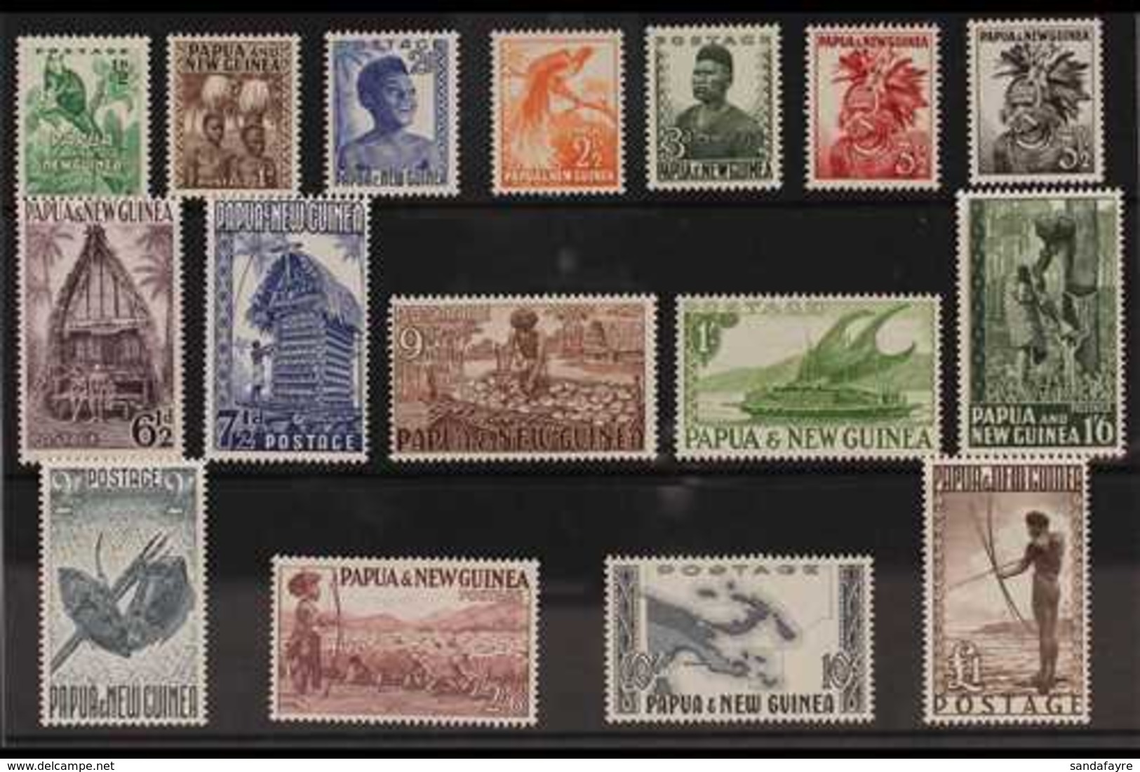 1952-58 Definitives Complete Set, SG 1/16, Never Hinged Mint. (16 Stamps) For More Images, Please Visit Http://www.sanda - Papúa Nueva Guinea