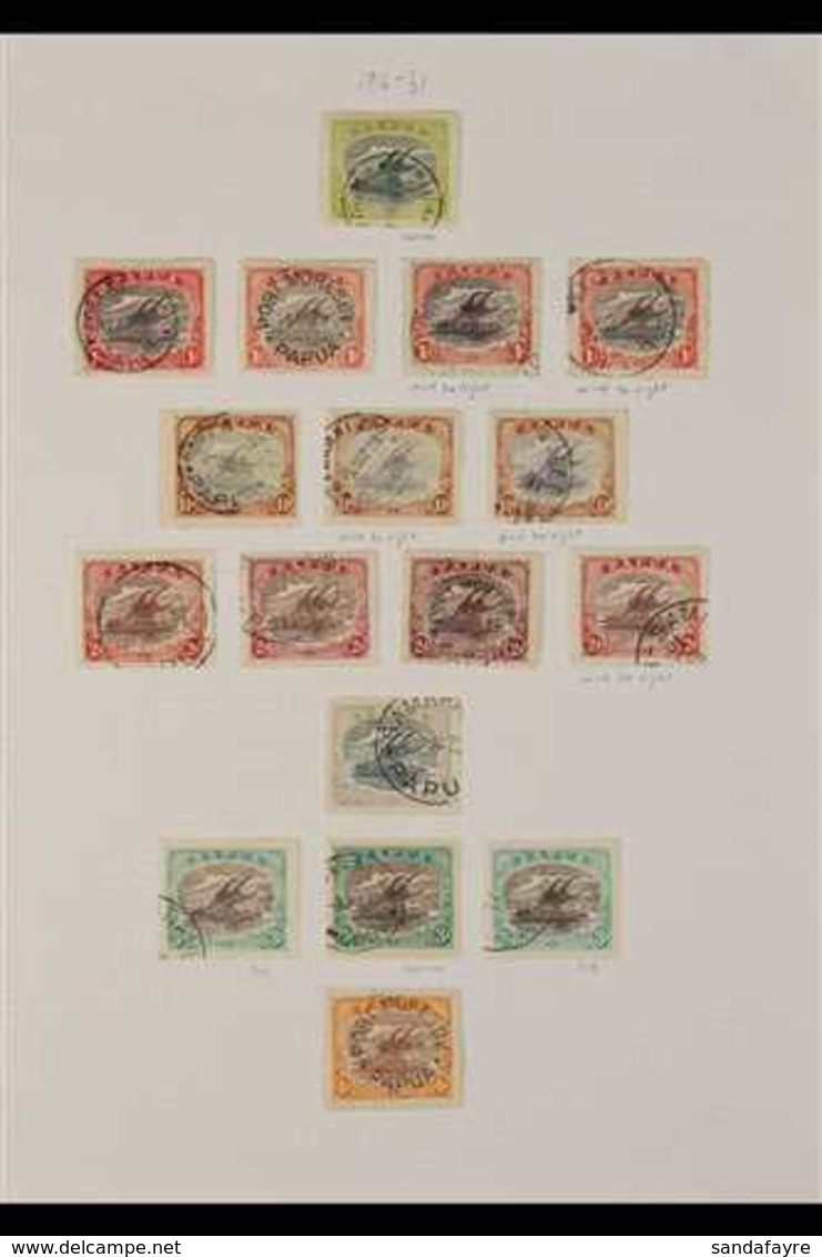 1916-31 Lakatoi Complete Set (SG 93/105) With Additional Watermark Varieties And Shades Presented On Leaves, Includes 3d - Papoea-Nieuw-Guinea