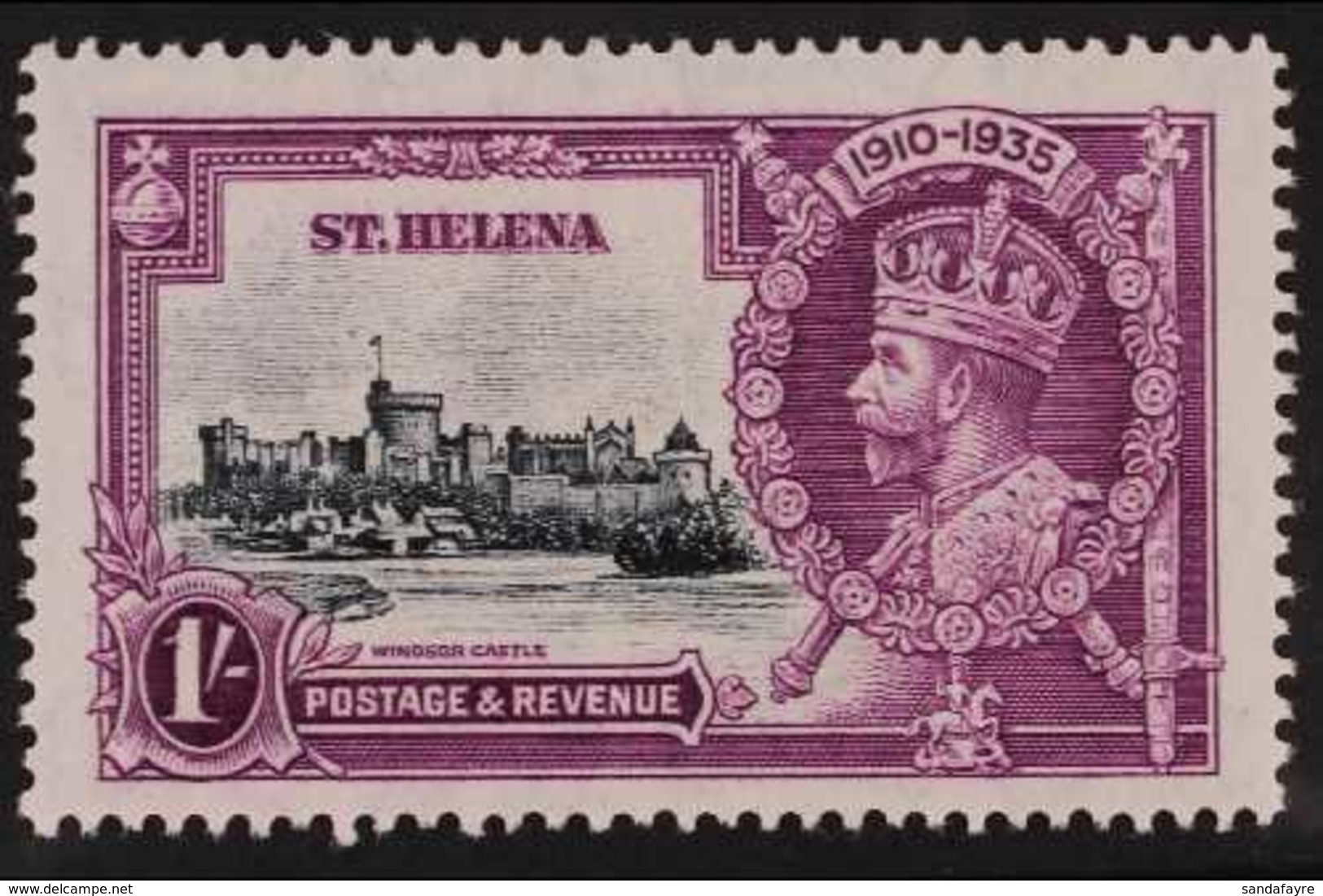 1935 1s Slate And Purple Silver Jubilee, Dot By Flagstaff, SG 127h, very Fine Mint. For More Images, Please Visit Http:/ - Sint-Helena