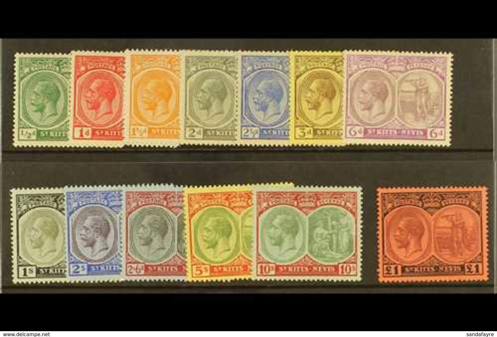 1920-22 Complete Set, SG 24/36, Very Fine Mint. (13) For More Images, Please Visit Http://www.sandafayre.com/itemdetails - St.Kitts Y Nevis ( 1983-...)