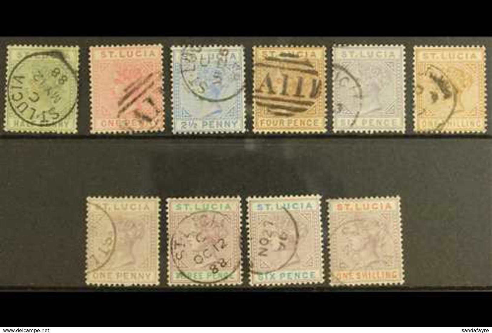 1883-87 USED DIE I COLLECTION On A Stock Card, 1883-86 Set & 1886-87 Set, SG 31/42, Mostly Fine Used (10 Stamps) For Mor - St.Lucia (...-1978)