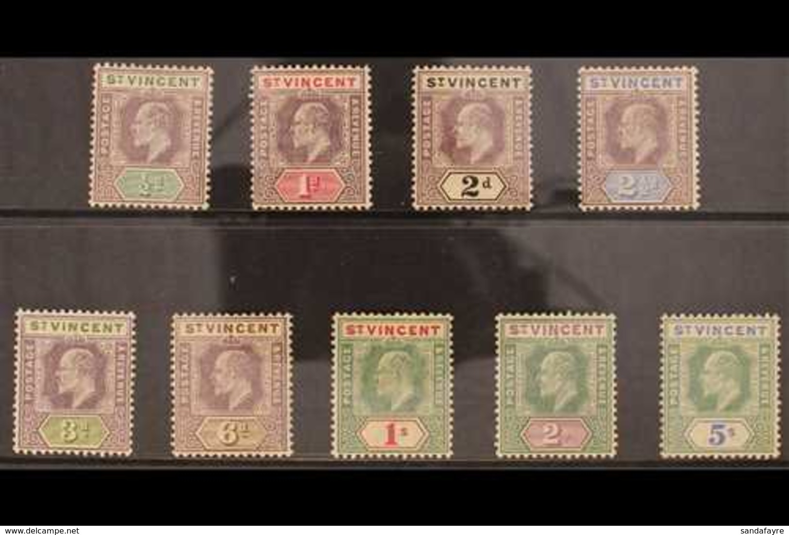 1902 KEVII CA Wmk Definitive Set, SG 76/84, Fine Mint (9 Stamps) For More Images, Please Visit Http://www.sandafayre.com - St.Vincent (...-1979)