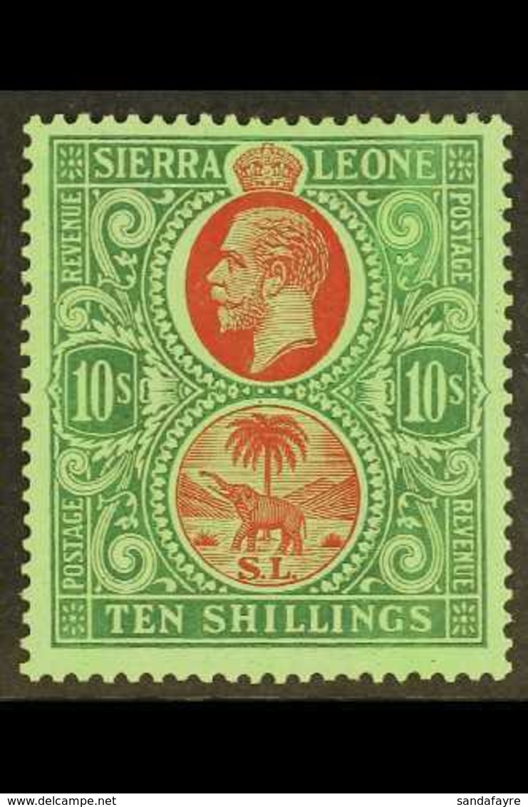 1921-27 10s Red & Green On Green, SG 146, Fine Mint, Very Fresh. For More Images, Please Visit Http://www.sandafayre.com - Sierra Leona (...-1960)