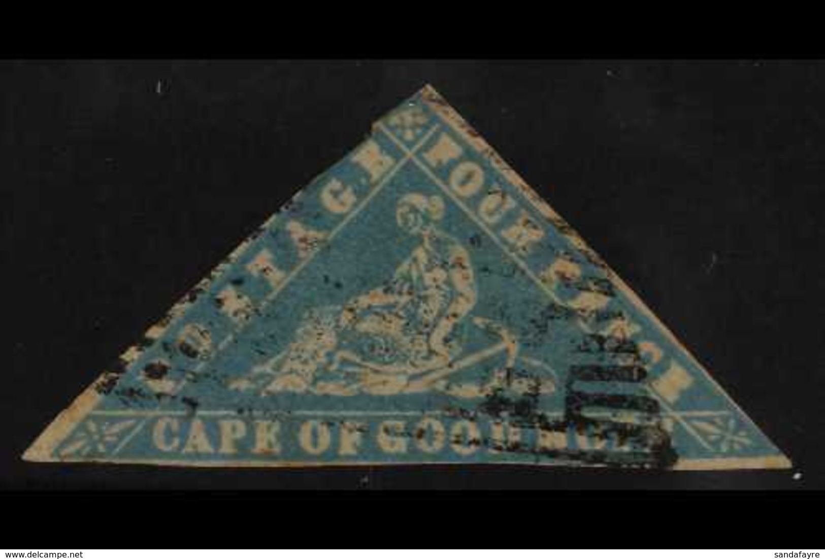 CAPE OF GOOD HOPE 1861 4d Pale Milky Blue "Wood-block" Issue, SG 14, Good To Fine Used, Margin Slightly Cut Into At Left - Non Classés