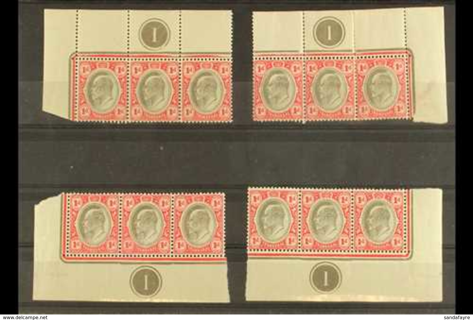 TRANSVAAL 1d Black & Carmine, SG 245 As Four Matching Plate (No 1) Blocks In Strips Of Three From The Four Corners. Mint - Non Classés
