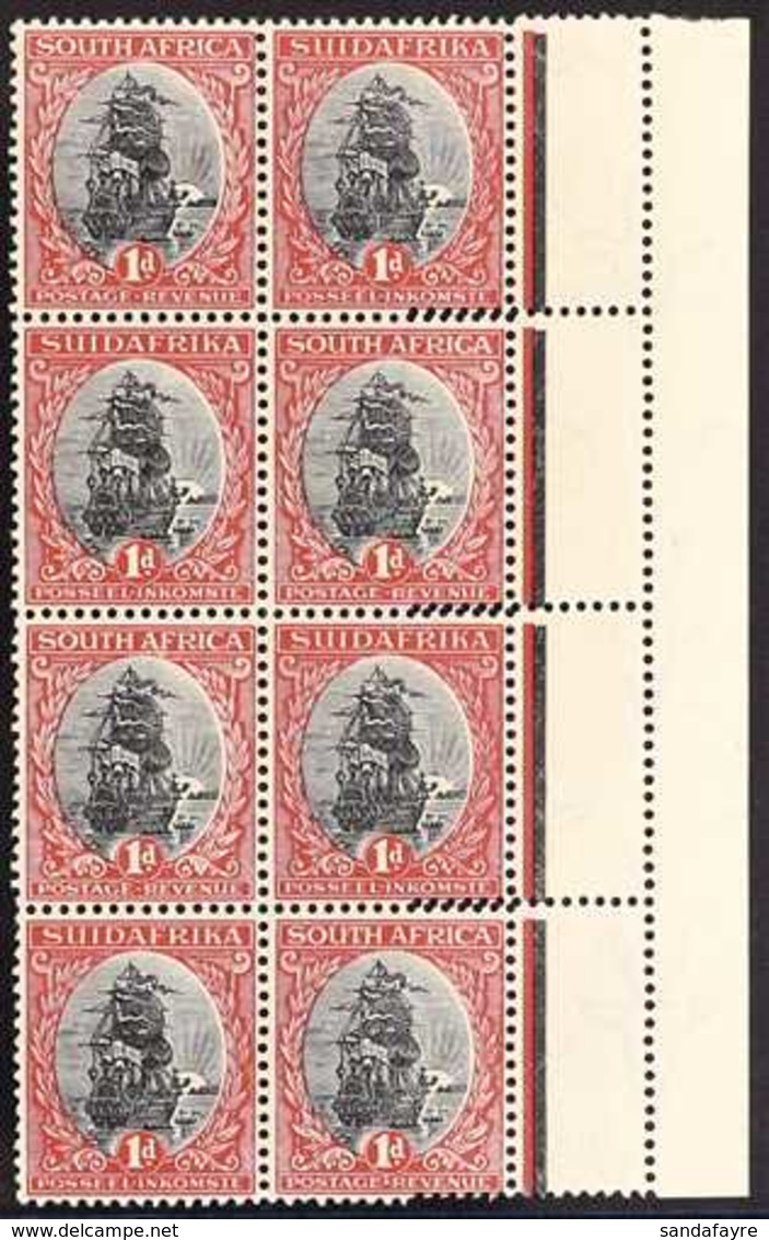 1926-27 1d Black & Red, Pretoria Printing, Right Marginal Block Of 8, PERFORATION VARIETY - EXTRA STRIKE OF COMB PERFORA - Zonder Classificatie