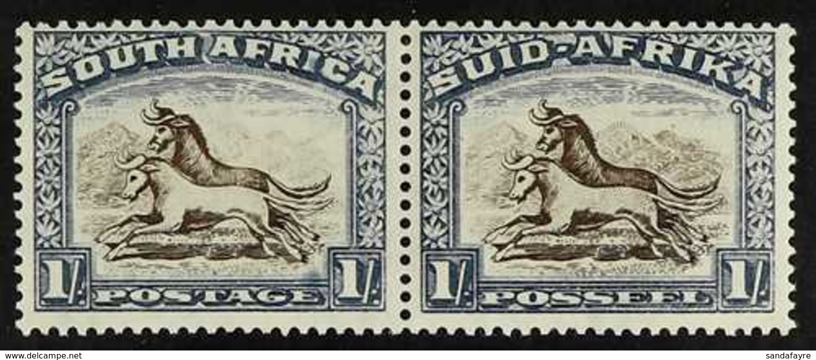 1933-48 VARIETY 1s Brown And Chalky Blue With WEAK SHADING ON MOUNTAIN Variety On The English Stamp, SG 62 Var, Never Hi - Unclassified