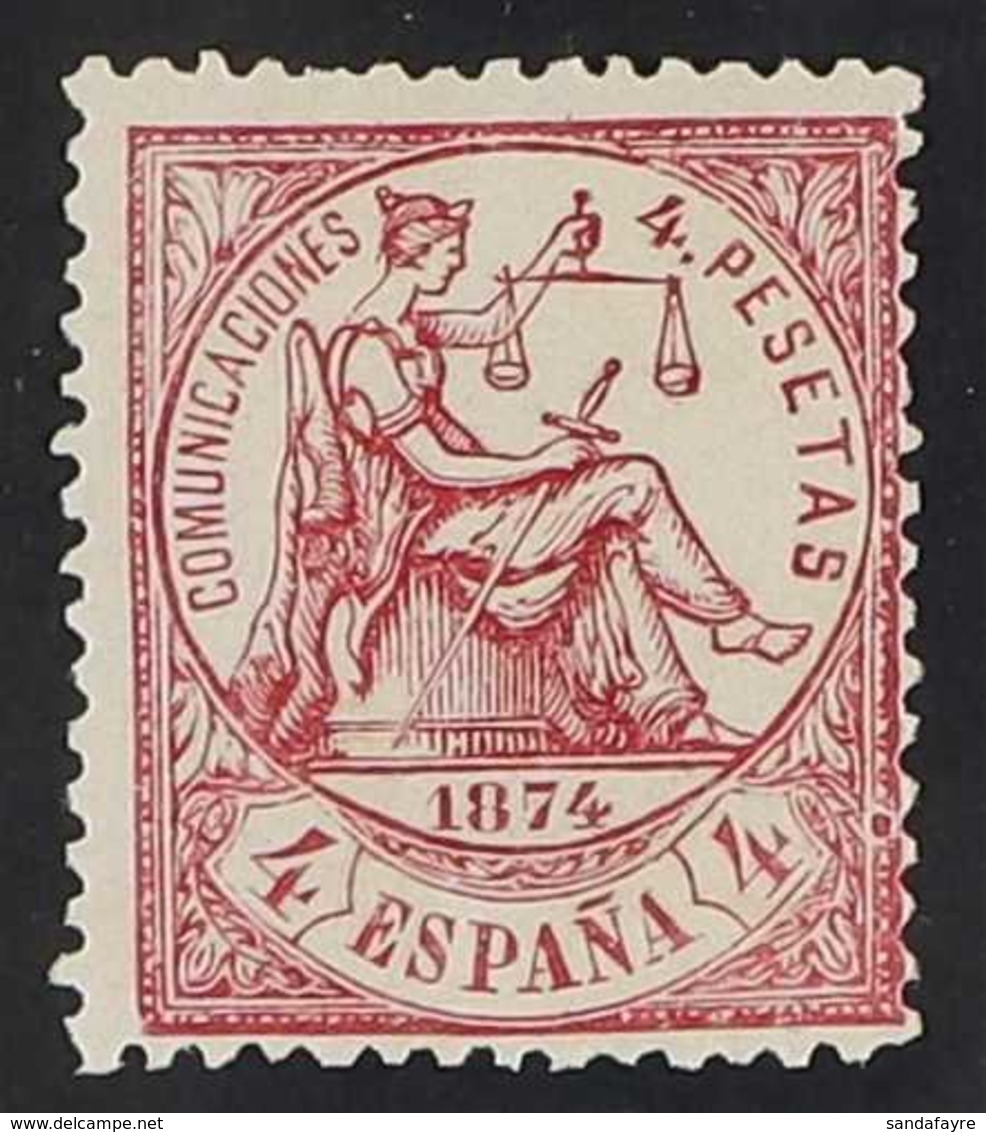 1874 4p Carmine (Edifil 151, Scott 209a, SG 225a) Never Hinged Mint With Usual Centering And Good Fresh Colour; Accompan - Autres & Non Classés