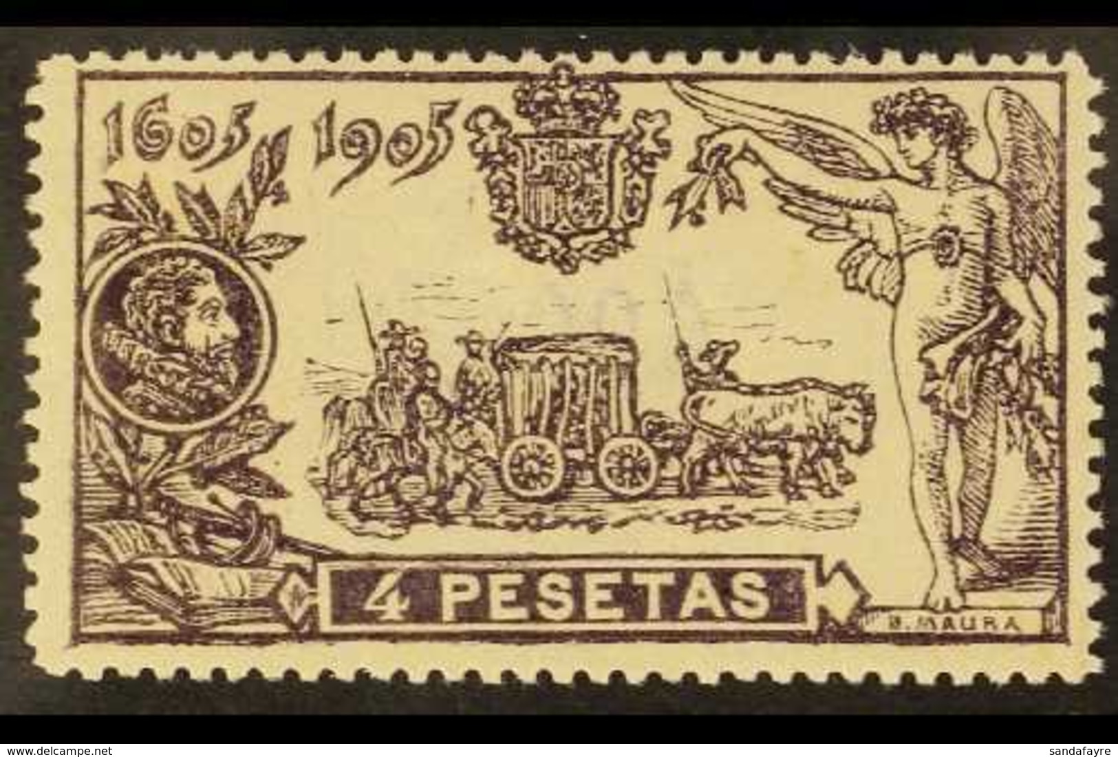 1905 4p Plum Don Quixote, SG 315 (Edifil 265), Never Hinged Mint. Fresh & Well- Centered. For More Images, Please Visit  - Otros & Sin Clasificación