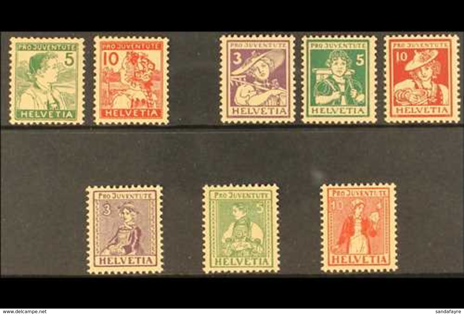 1915-17 PRO JUVENTUTE NHM. An Attractive Selection On A Stock Card That Includes 1915 Set (5c Is Hinged & Not Counted) 1 - Otros & Sin Clasificación