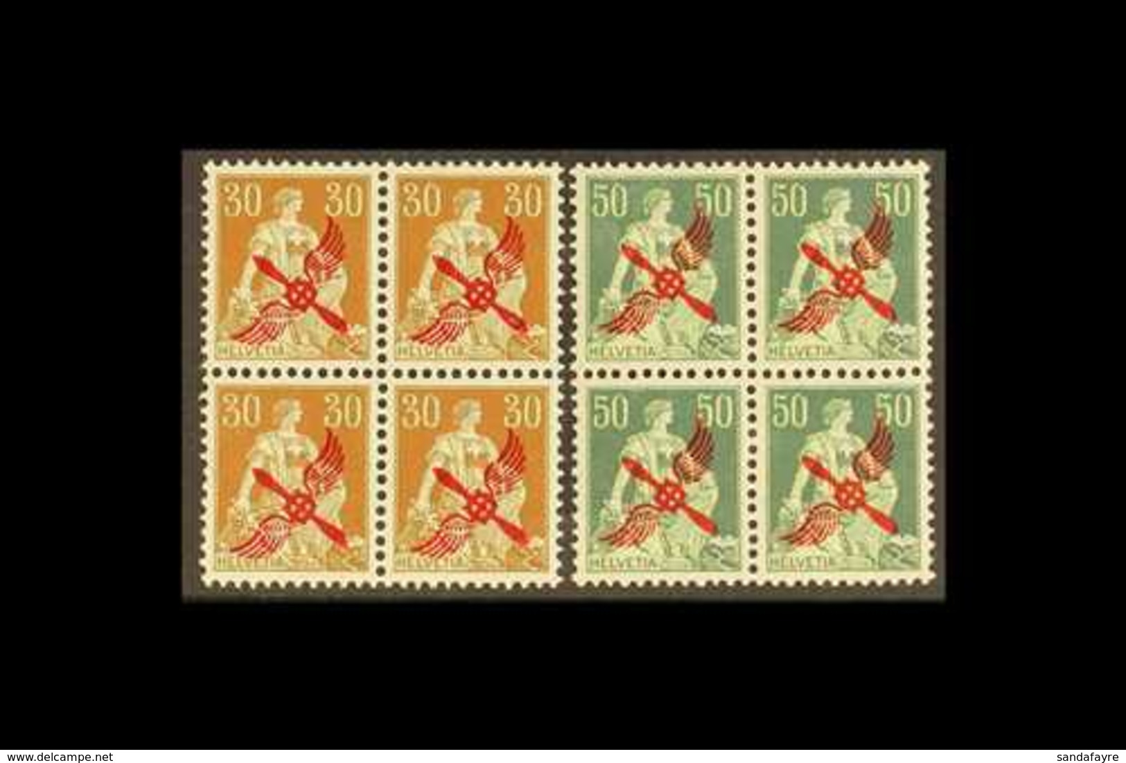 1919-20 30c & 50c Air Overprinted Issue, SG 302/3 (Zumstein 1/2) MINT BLOCKS OF FOUR, One 30c Lightly Hinged, All Other  - Andere & Zonder Classificatie