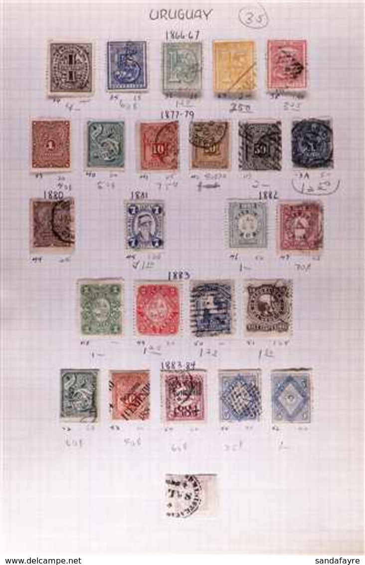 1860-1980's INTERESTING COLLECTION/ACCUMULATION On Leaves & Stock Pages In A Binder, Mint & Used Stamps, Includes Useful - Uruguay