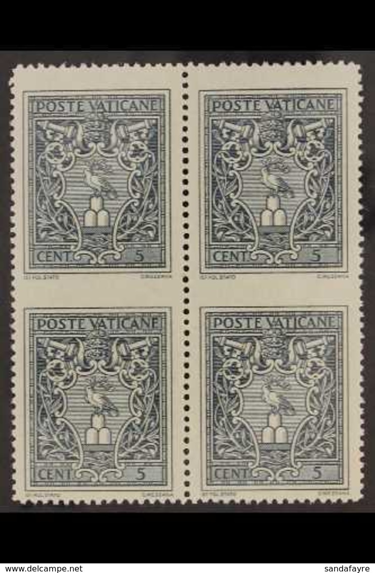 1945 VARIETY 5c Grey Crest, Variety, "block Of 4 Imperf Horizontally Through The Centre", Sass 91h, Very Fine Never Hing - Andere & Zonder Classificatie