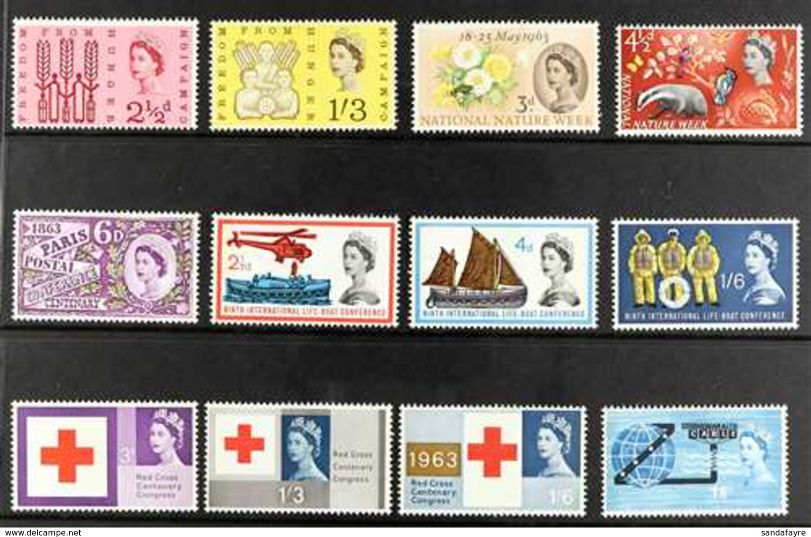 1963 Phosphor Commemorative Sets And Issues Complete, Incl Lifeboat, Red Cross Etc, Never Hinged Mint. (12 Stamps) For M - Otros & Sin Clasificación